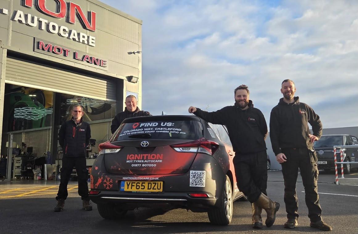 The Ignition Autocare team outside the garage in Castleford